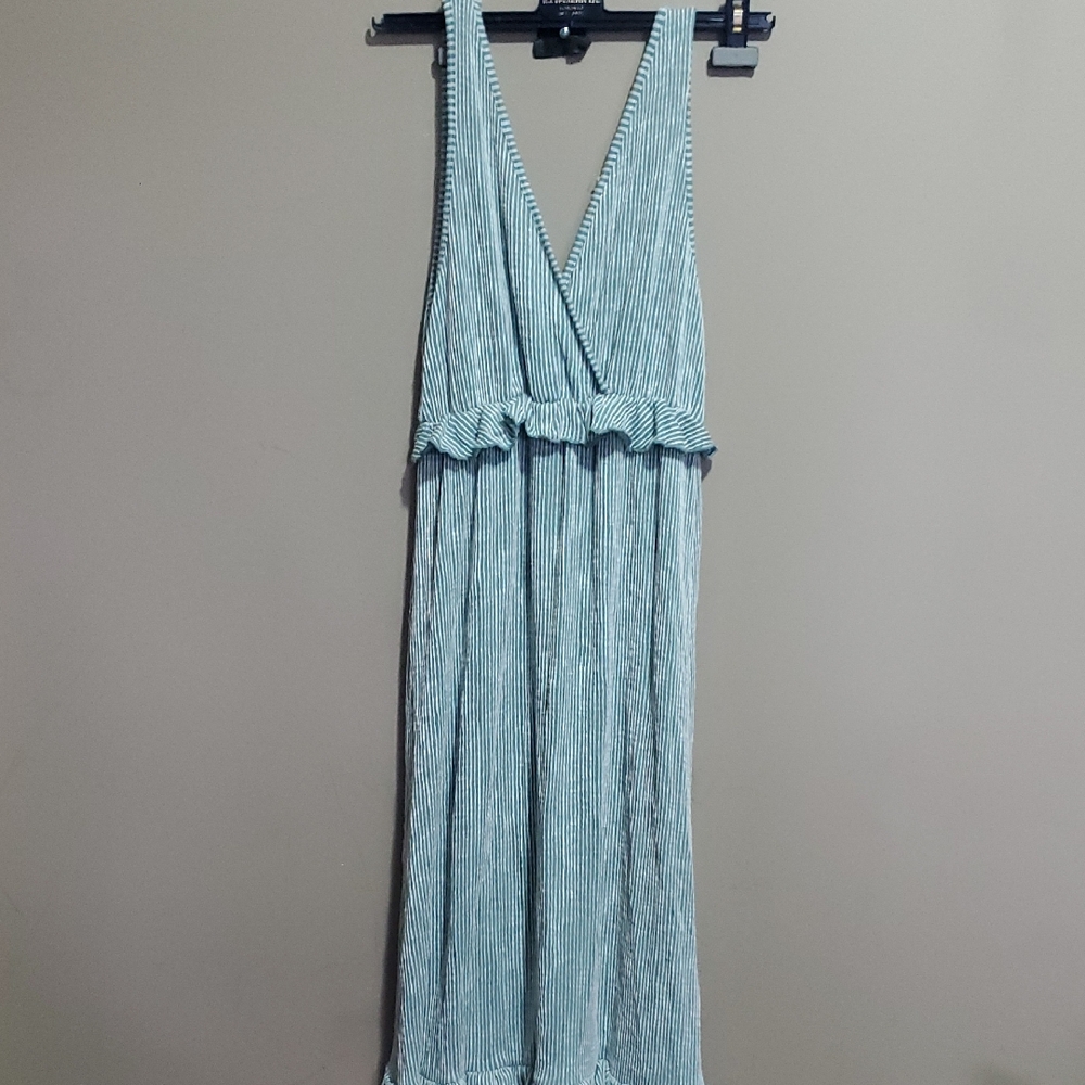 Caution To The Wind Elegant Striped Blue Dress Size Medium